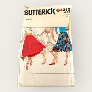 Vintage Butterick Sewing Pattern 4212 Misses Skirt Size 12